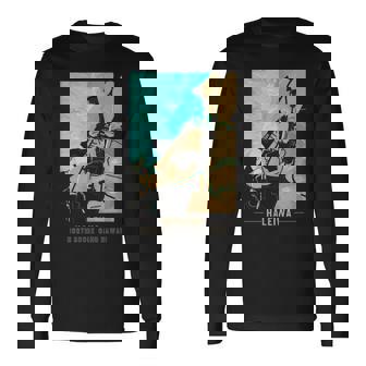 ハワイハレイワ ノースショア オアフ地図 長袖Tシャツ - Kawaiitshirt