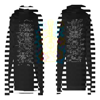 ハワイ・ミュージック レトロ・ルック・ウクレレ 長袖Tシャツ - Kawaiitshirt