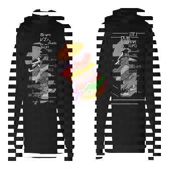 ハンバーガー 解剖図 面白いtシャツ ファストフード メンズ おもしろ グッズ 面白い 服 オリジナル ネタ 食べ物 長袖Tシャツ - Kawaiitshirt