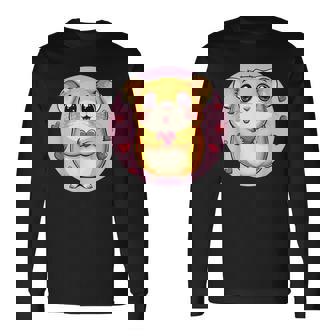 ハートに囲まれたハートを持つかわいいハムスター 長袖Tシャツ - Kawaiitshirt