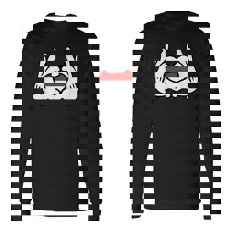 ハートを形作る漫画の手 インドネシア国旗 長袖Tシャツ - Kawaiitshirt