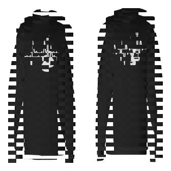 ハートビート ギター好き クラシックギター クラシック音楽 アコースティックギター ギター部 ジャズ音楽 ギター 長袖Tシャツ - Kawaiitshirt