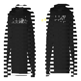 ハートビート ビール 酒好き ビール好き 飲み会好き 酒飲み ジョーク 心電図 長袖Tシャツ - Kawaiitshirt