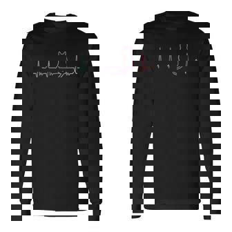 ハートビート 猫好き ねこ好き ネコ好き ハートビート猫 後ろ姿 猫の飼い主 おもしろ 可愛い ネコ 猫 ねこ 長袖Tシャツ - Kawaiitshirt