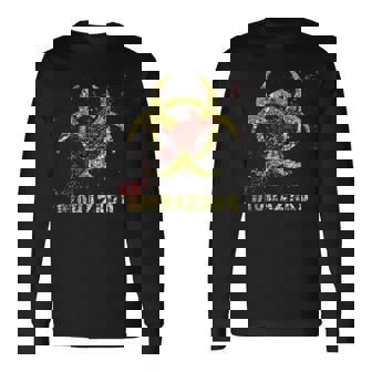 バイオハザード 感染 感染サイン ゾンビ血のはね付き 長袖Tシャツ - Kawaiitshirt