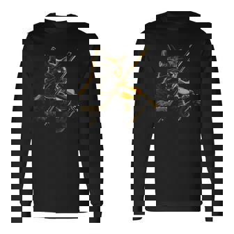 バイオリン 猫 面白い クラシカル 音符 オーケストラ ヴァイオリニスト 長袖Tシャツ - Kawaiitshirt