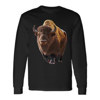 バイソン ヨーロッパバイソン 野牛 アメリカバイソン アメリカンバッファロー 長袖Tシャツ - Kawaiitshirt