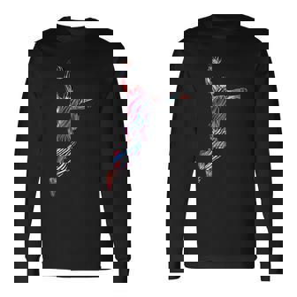 バスケットボール 選手 スラム ダンク 赤 フラクタル 抽象芸術 スポーツ 長袖Tシャツ - Kawaiitshirt