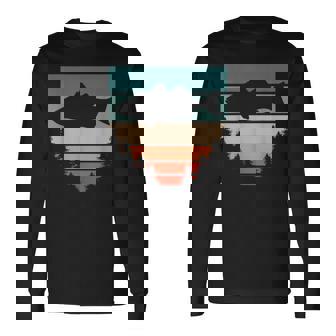 バス釣り森レトロオオクチバスフィッシャーマン 長袖Tシャツ - Kawaiitshirt