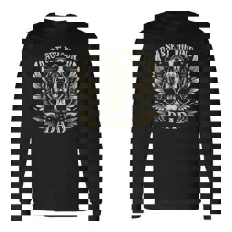 バセットハウンド ダッド バイカー 翼 オートバイ クール ハッシュパピー レトロ 長袖Tシャツ - Kawaiitshirt