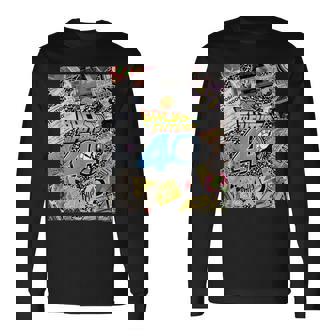 バック・トゥ・ザ・フューチャー 40周年記念ステッカー コラージュ 長袖Tシャツ - Kawaiitshirt