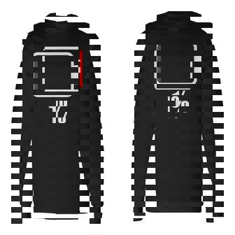 バッテリー 1 残り1 バッテリー切れtシャツ バッテリー残量が少ない 長袖Tシャツ - Kawaiitshirt