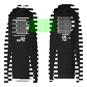 バッテリー100シャツ バッテリーハートフル充電バッテリーフル。 長袖Tシャツ - Kawaiitshirt