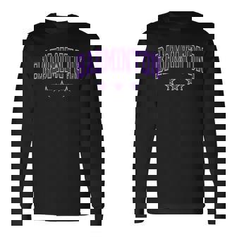 バドミントン オールパープル スター クラシック レトロ 代表チームのテキスト 長袖Tシャツ - Kawaiitshirt