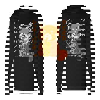 バブルティー レッサーパンダ ボバ カワイイ タピオカ アニメ かわいい 長袖Tシャツ - Kawaiitshirt