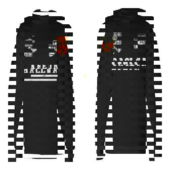 バルセロナ サッカースポーツ フラッグ フットボール 長袖Tシャツ - Kawaiitshirt