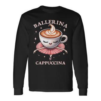 バレリーナ カプチーノ おもしろスローガン イタリアンブレイン レッド 長袖Tシャツ - Kawaiitshirt