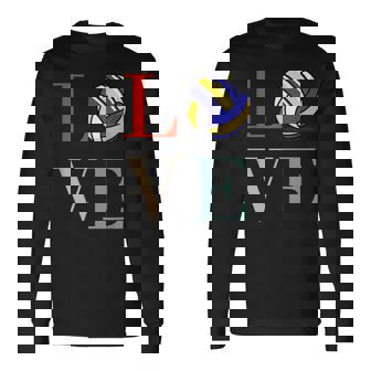 バレーボール 面白い バレー部 おもしろ 文字入り 服 おもしろグッズ 文字 ネタ メンズ Love 部活 長袖Tシャツ - Kawaiitshirt