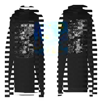 バン・ゴッホ 星月夜ミニチュア・シュナウザー 長袖Tシャツ - Kawaiitshirt