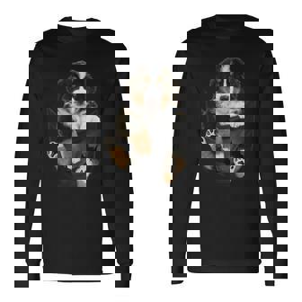 バーニーズ愛好家のためのポケットに入った面白いバーニーズマウンテンドッグ 長袖Tシャツ - Kawaiitshirt