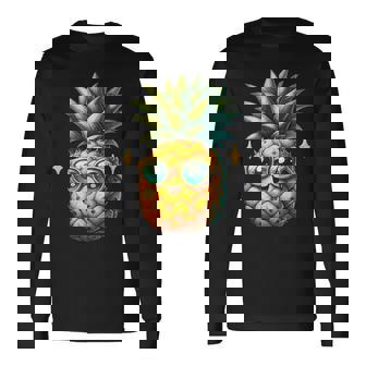 パイナップル柄 フルーツタリアン トロピカルパイナップル フルーツファン 長袖Tシャツ - Kawaiitshirt