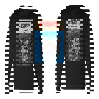 パウス おもしろ猫 パロディ 猫 恋人 ギフト 子猫 サメ ネズミ 鳴き声 長袖Tシャツ - Kawaiitshirt