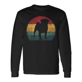 パグ犬 ヴィンテージ アンティーク調 レトロスタイル メンズ レディース ギフト 長袖Tシャツ - Kawaiitshirt
