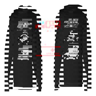 パトカー 消防車 救急車 ファーストレスポンダーデザイン 長袖Tシャツ - Kawaiitshirt