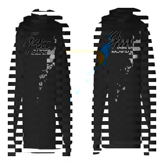 パラオ国旗 パラオ地図 長袖Tシャツ - Kawaiitshirt