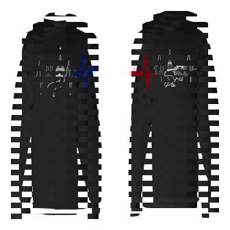 パリのスカイライン ハートビート 愛 エッフェル塔 愛 フランスi Love Paris 長袖Tシャツ - Kawaiitshirt