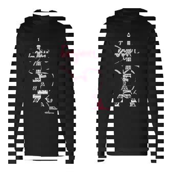 パリフランス エッフェル塔 ボンジュール 体操リボンとリボン 長袖Tシャツ - Kawaiitshirt