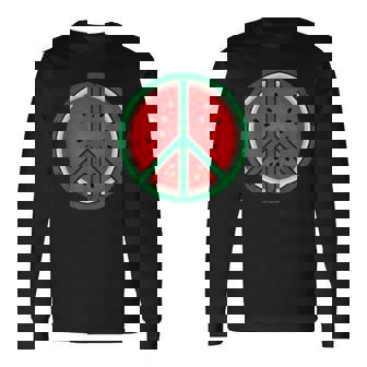 パレスチナシャツ スイカ ピースサイン パレスチナ国旗 長袖Tシャツ - Kawaiitshirt