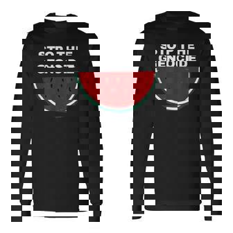 パレスチナスイカ ジェノサイドを止める 長袖Tシャツ - Kawaiitshirt