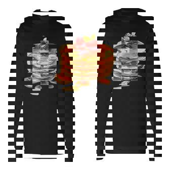 パンケーキシロップ 水彩食品 朝食 ストロベリースイーツ 長袖Tシャツ - Kawaiitshirt