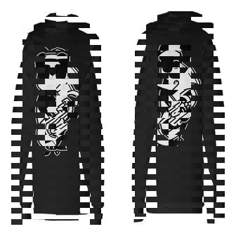 パンダとチューバ楽器チューブ 長袖Tシャツ - Kawaiitshirt