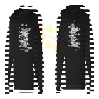 パーティー 猫 ドリンク 飲んだ 酔った プッシー キティ 猫 お祝い ブーー 長袖Tシャツ - Kawaiitshirt