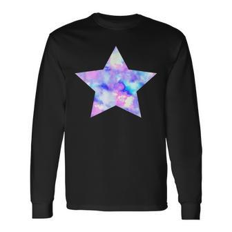 パープル ピンク ブルー プリティ スター 長袖Tシャツ - Kawaiitshirt