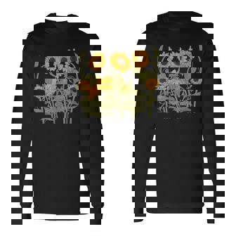 ヒマワリ 野花 ヴィンテージ ボタニカル 植物 ガーデニング 長袖Tシャツ - Kawaiitshirt