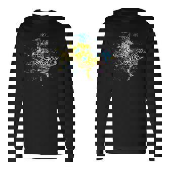 ヒョウモントカゲモドキ 水彩画 爬虫類飼育員 ヤモリ 扇子 長袖Tシャツ - Kawaiitshirt