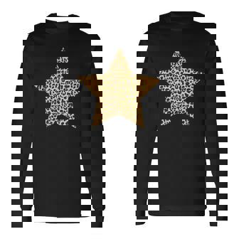ヒョウ柄 アニマルプリント 星 長袖Tシャツ - Kawaiitshirt