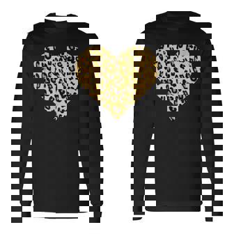 ヒョウ柄ハートデザイン ヒョウ柄 長袖Tシャツ - Kawaiitshirt