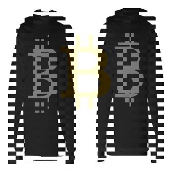 ビットコインシンボル ポケットデザイン ミニマリスト 長袖Tシャツ - Kawaiitshirt