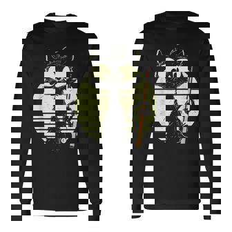 ビリヤード プール スヌーカー ビリヤードを持つ猫 かわいい子猫 長袖Tシャツ - Kawaiitshirt