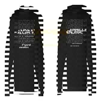 ビンテージキャノンデール、コネチカット州繰り返しテキスト 長袖Tシャツ - Kawaiitshirt