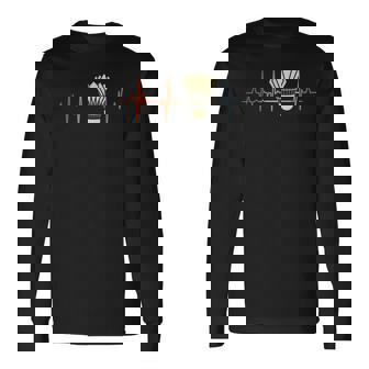 ビンテージバドミントンハートラインシャトルコック 長袖Tシャツ - Kawaiitshirt