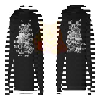 ビールジョッキ かわいい猫 長袖Tシャツ - Kawaiitshirt