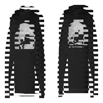 ピアニスト ピアノ奏者 クラシック音楽 ジャズ音楽 満月 趣味 クール ピアノ好き 音楽好き 長袖Tシャツ - Kawaiitshirt