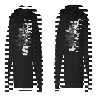 ピアノ 猫 長袖Tシャツ - Kawaiitshirt