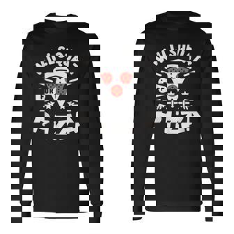 ピザのためにしゃがむ Willquat For Pizza 長袖Tシャツ - Kawaiitshirt