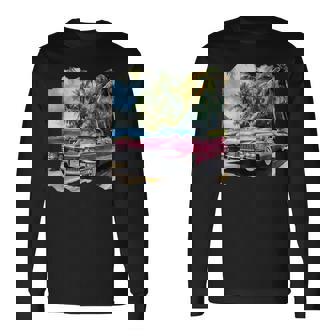 ピンク キャデラック ルックイン ビンテージビークル 長袖Tシャツ - Kawaiitshirt